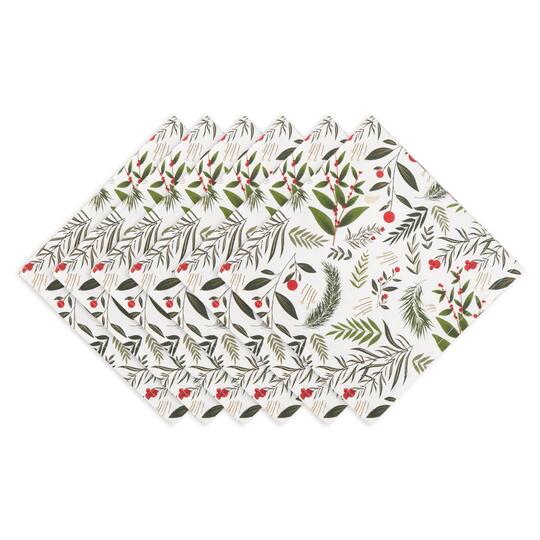 DII® Holiday Sprigs Printed Napkin Set, 6ct.